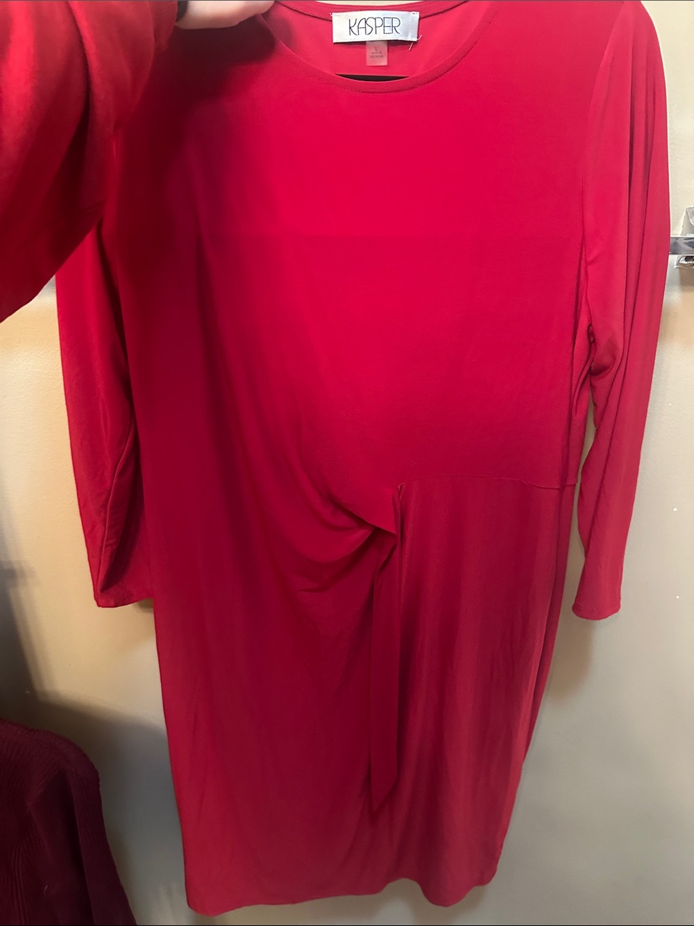 Kasper Bright Red Long Sleeve Knit Dress